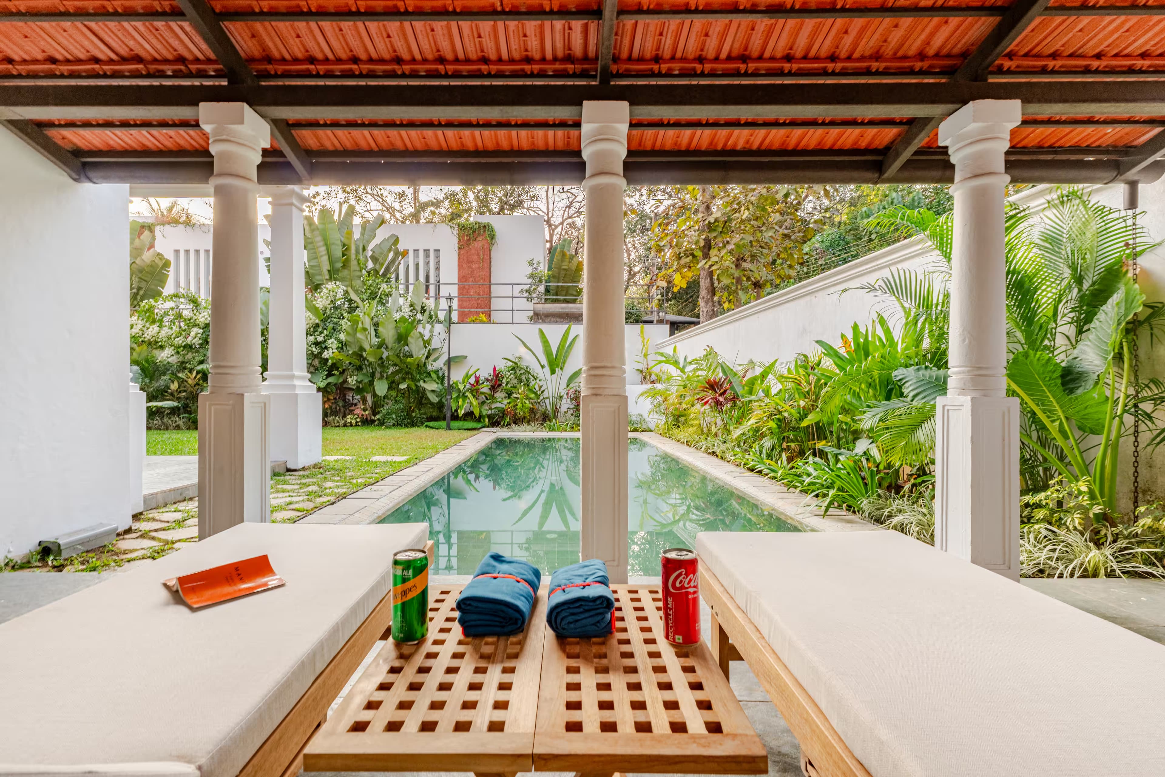 Villa interior prepared for guests